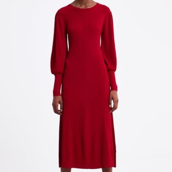red balloon dress zara Stunning Red Balloon Dress Outfit Check in Paris